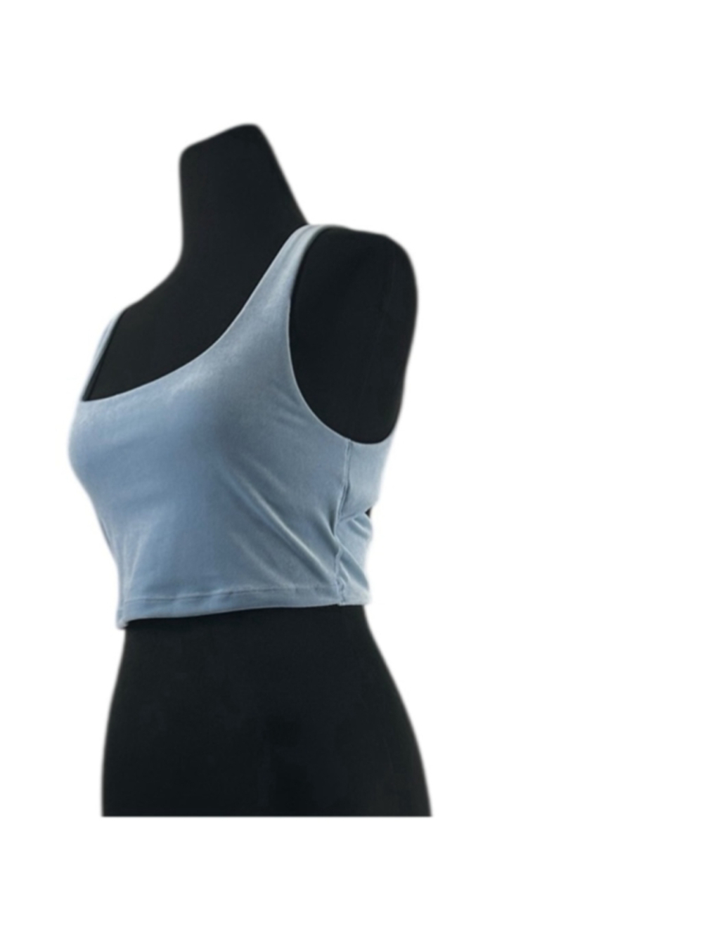 Athleta Velvet Cut Out Crop light blue workout gym lounge wear sz xs - Picture 12 of 12